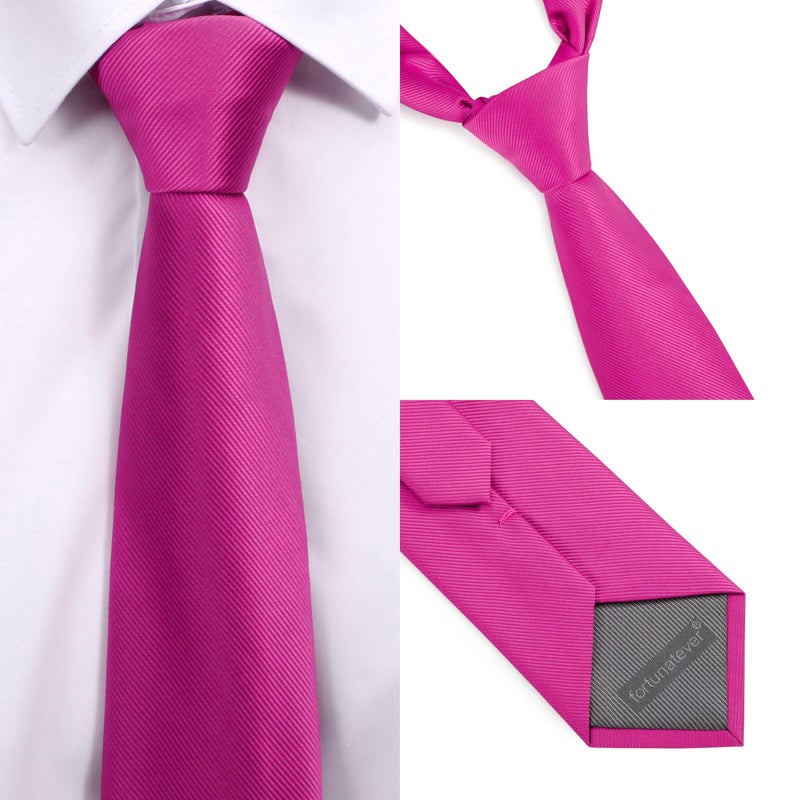 fortunatever Mens Solid Color Tie,Slim&Formal Necktie With Multiple Colors(2.36''&3.35'') (Magenta Red, 3.35'' Width) - Image 3